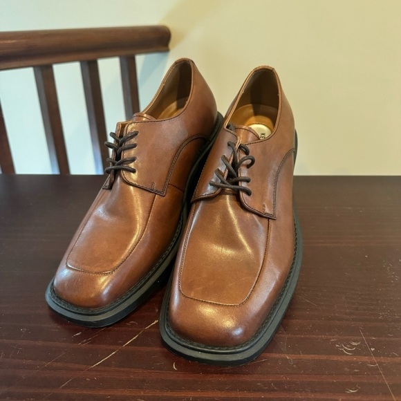 Kenneth Cole Merge Brown Lace Up Square toe dress shoes size 8 - Picture 3 of 13